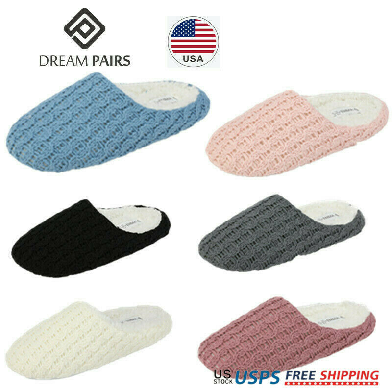 Dream Pairs Women's Memory Foam Knit Slippers Soft Slip On Indoor House Shoes